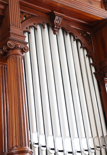 Die restaurierte Walcker-Orgel im Musikwissenschaftlichen Institut. Bild: UHH/Sukhina