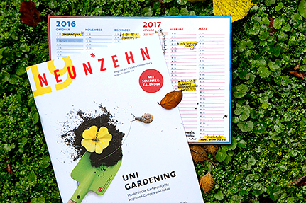 Geerdet und auch mit grünem Daumen zu lesen: die neue Ausgabe des Hochschulmagazins 19NEUNZEHN. Foto: UHH/Sukhina