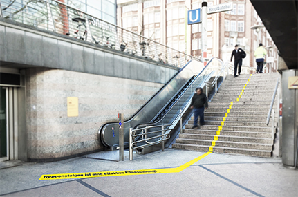 Treppensteigen statt Rolltreppe fahren ist eine der Anregungen des Urban Sports Lab. Foto: Urban Sports Lab